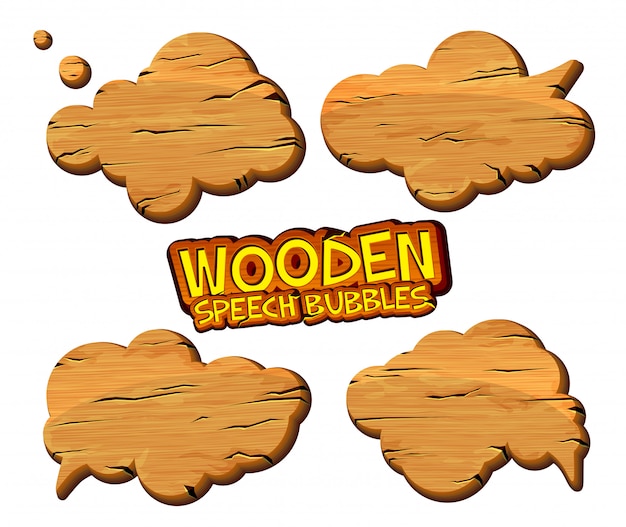 Vector conjunto de burbujas de discurso de madera aislado