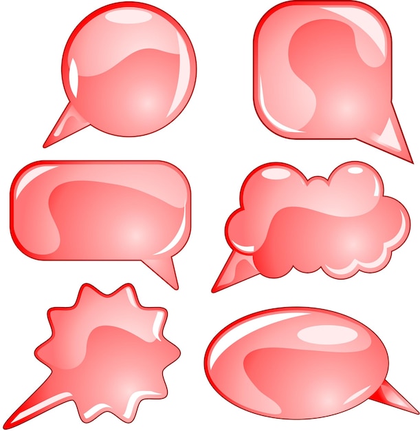 conjunto de burbujas de discurso rojo