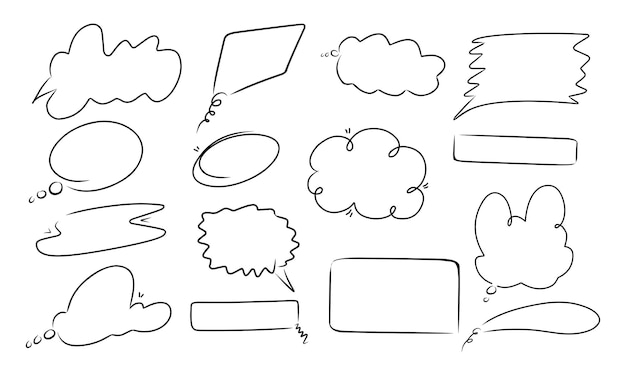 Conjunto de burbujas de Doodle Gráfico vectorial de ilustración de habla de burbuja para texto cómico o conversación de texto