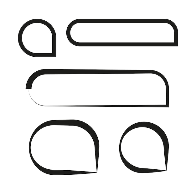 Conjunto de burbujas de habla abstracta Formas vectoriales geométricas Iconos en blanco y negro Diseño minimalista
