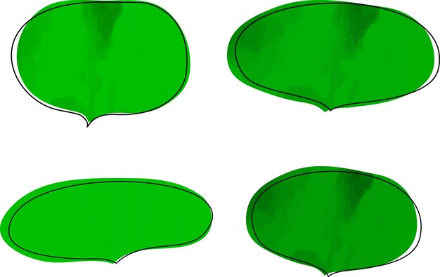 conjunto de burbujas de habla de acuarela de colores verdes