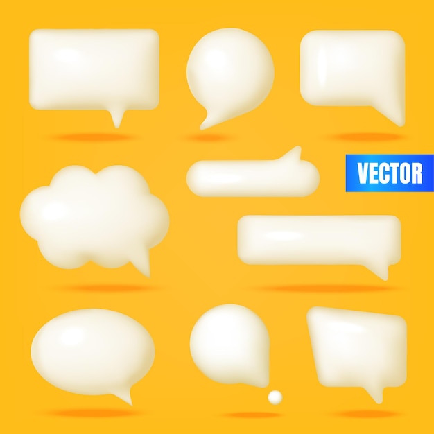 Conjunto de burbujas de habla blanca, burbujas de texto en varias formas. Iconos de mensajes de chat de redes sociales. diálogo