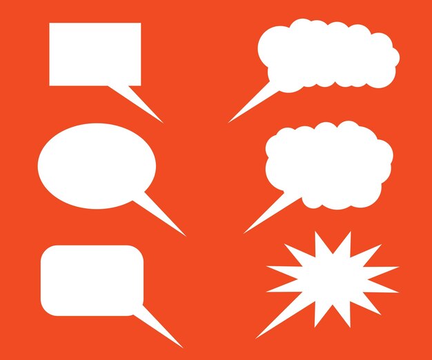Conjunto de burbujas de habla blancas Nubes blancas en un fondo oscuro Banner Iconos Vector Illust
