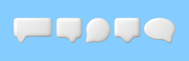 Conjunto de burbujas de habla en blanco 3D
