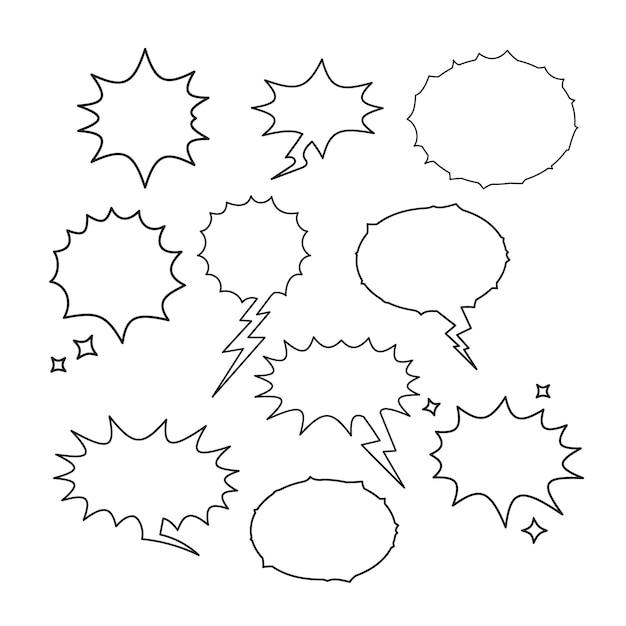 Conjunto de burbujas de habla y burbuja de conversación Colección de burbullas de habla en la nube Formato vectorial