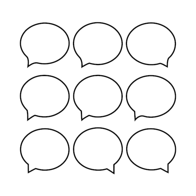 Conjunto de burbujas de habla cómicas Burbujas de voz en blanco Conjunto vectorial aislado Diálogo vacío Texto ilustrado