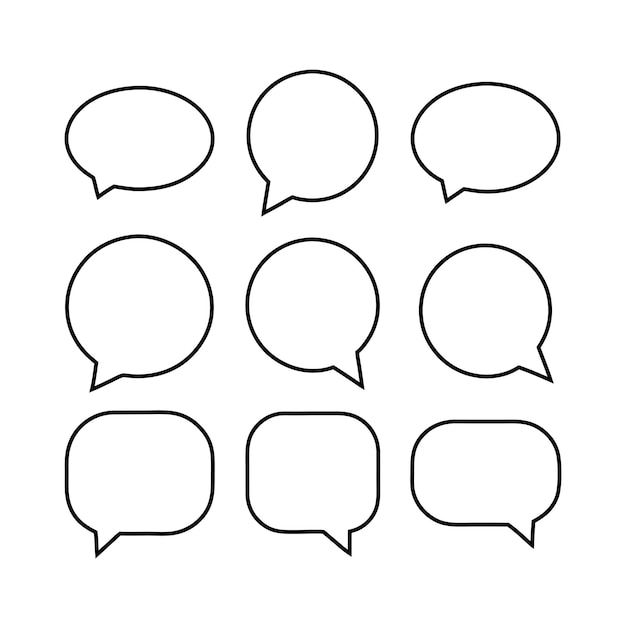 Conjunto de burbujas de habla cómicas Burbujas de voz en blanco Conjunto vectorial aislado Diálogo vacío Texto ilustrado