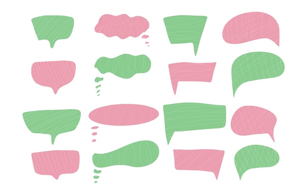 Conjunto de burbujas de habla dibujadas a mano Ilustración vectorial