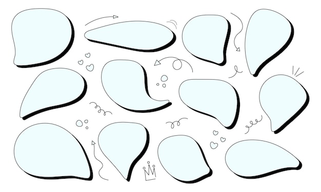 Conjunto de burbujas de habla en estilo doodle Ilustración vectorial moderna