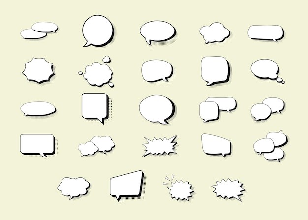 Conjunto de burbujas de habla Ilustración vectorial de boceto de burbuja de habla
