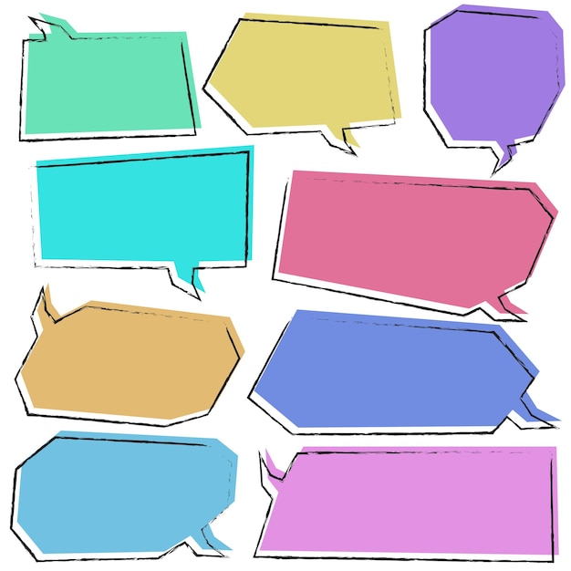 Conjunto de burbujas de pensamiento, habla, nube de sueño, globo de conversación, caja de citas, marco de información de texto