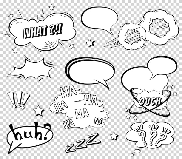 Conjunto de burbujas de texto de cómic