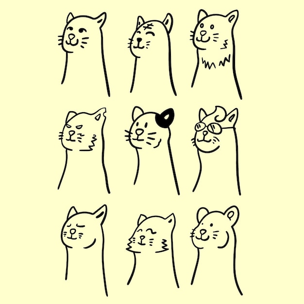 Conjunto de cabeza de personaje de gato