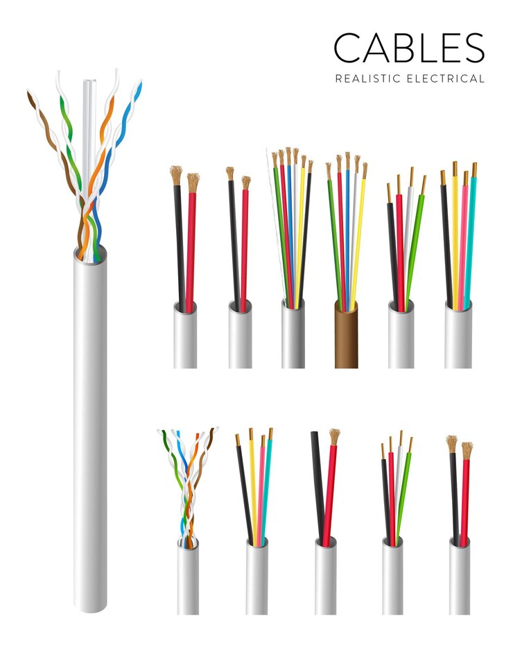 Conjunto de cables electrónicos realistas