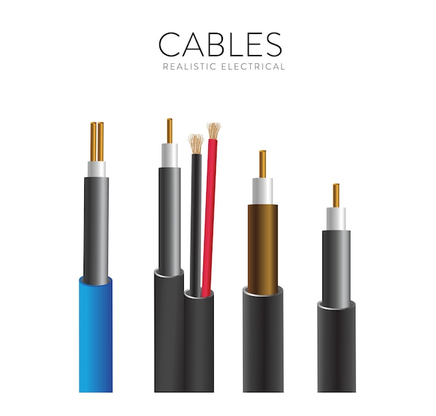 Conjunto de cables electrónicos realistas