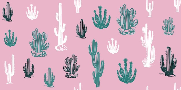 Conjunto de cactus ilustraciones dibujadas a mano, vector
