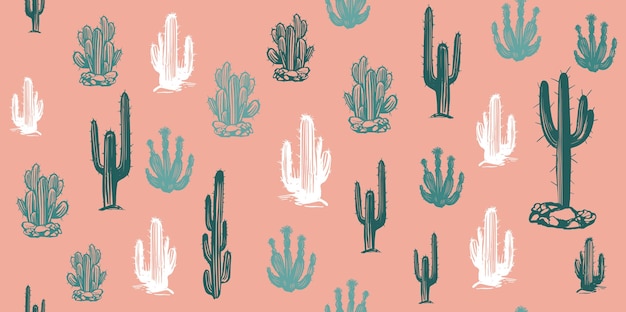 Conjunto de cactus ilustraciones dibujadas a mano, vector