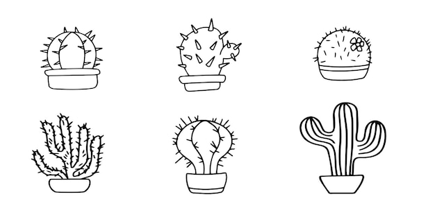 Conjunto de cactus vectoriales Suculentas Flores espinosas decorativas para la oficina y la decoración del hogar