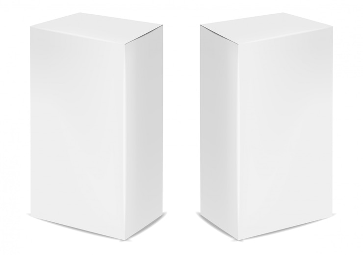 Vector conjunto de caja blanca realista, paquete 3d mochup, caja para ilustración de cosméticos