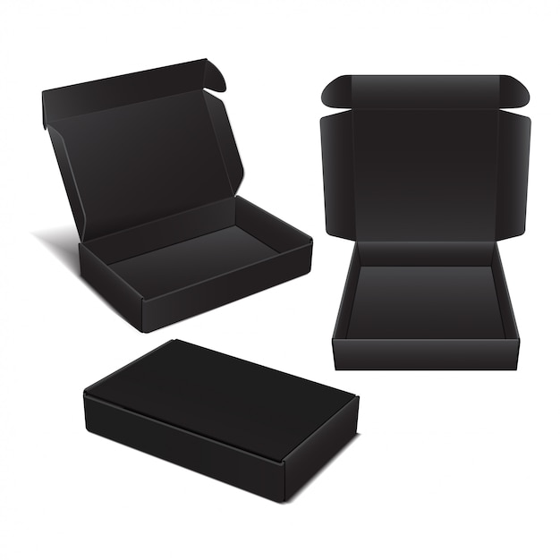 Conjunto de caja de cartón negro Vector.