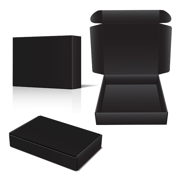 Conjunto de caja de cartón negro vector.