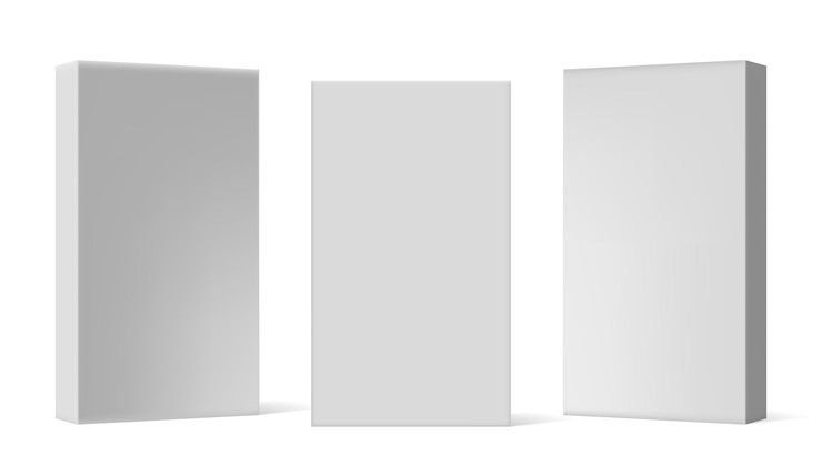 Vector conjunto de caja de paquete en blanco 3d de varios ángulos
