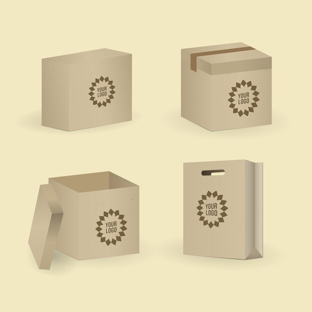 Vector conjunto de caja y paquete. ilustración vectorial