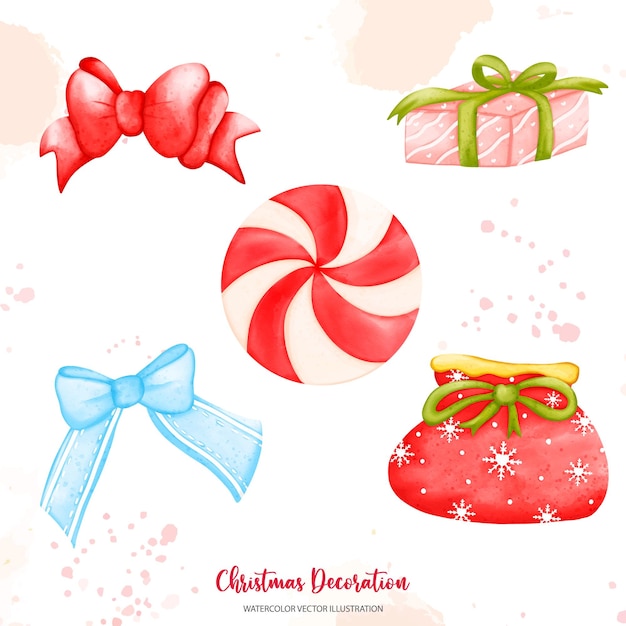 Conjunto de caja de regalo de acuarela con lazo Ilustración de acuarela de pintura digitalxDxA