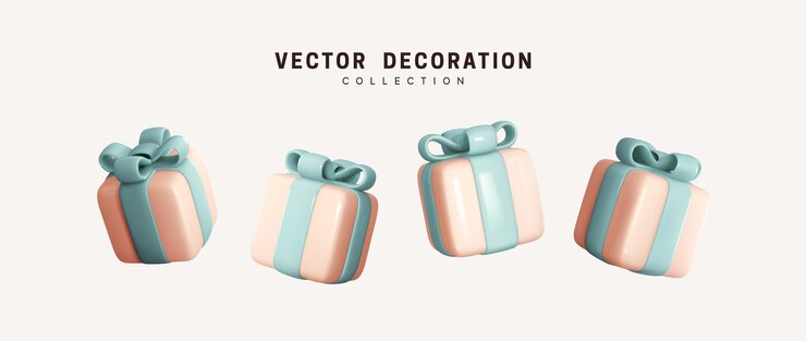 Vector conjunto de caja de regalos 3d realista. regalos de decoración navideña. sorpresa de regalo festivo. decoración cajas aisladas. ilustración vectorial