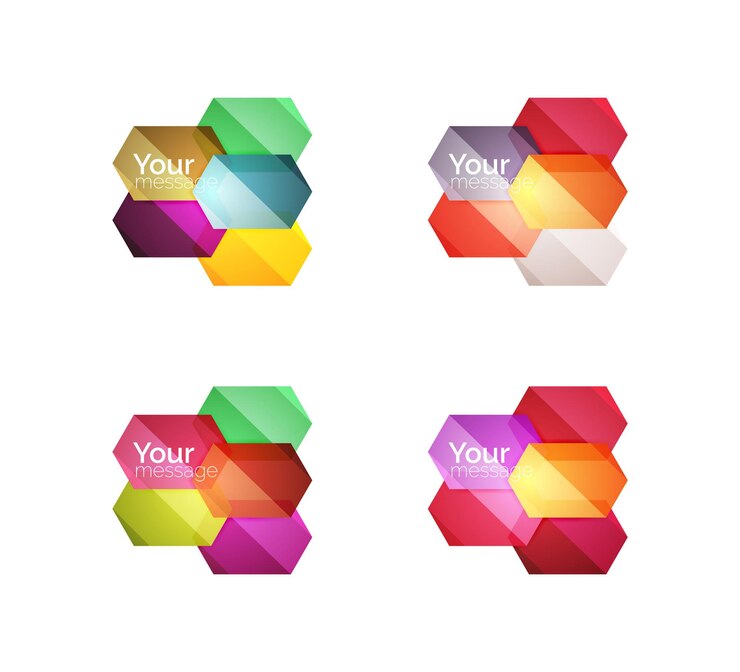 Vector conjunto de cajas en blanco brillantes vectoriales para su contenido elementos geométricos abstractos adecuados para texto o infografías