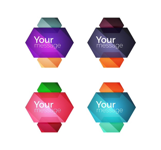 Conjunto de cajas en blanco brillantes vectoriales para su contenido Elementos geométricos abstractos adecuados para texto o infografías