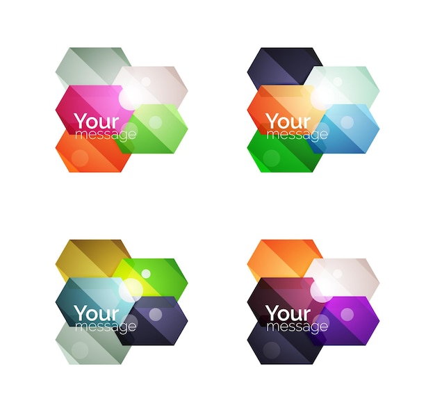 Conjunto de cajas en blanco brillantes vectoriales para su contenido Elementos geométricos abstractos adecuados para texto o infografías