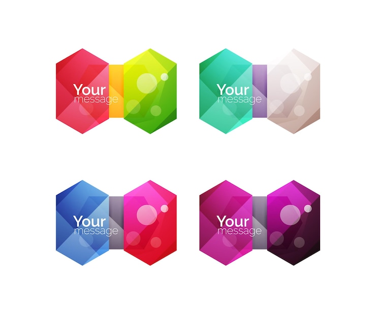Vector conjunto de cajas en blanco brillantes vectoriales para su contenido elementos geométricos abstractos adecuados para texto o infografías