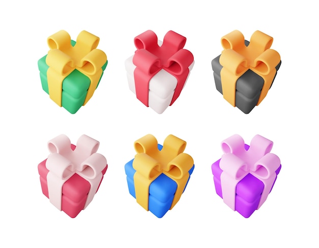 Conjunto de cajas de regalo 3D aisladas