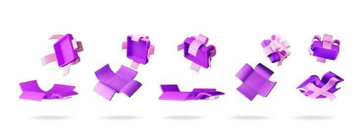 Vector conjunto de cajas de regalo abiertas 3d aisladas