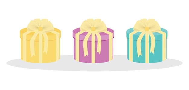 Conjunto de cajas de regalo coloridas, ilustración vectorial.