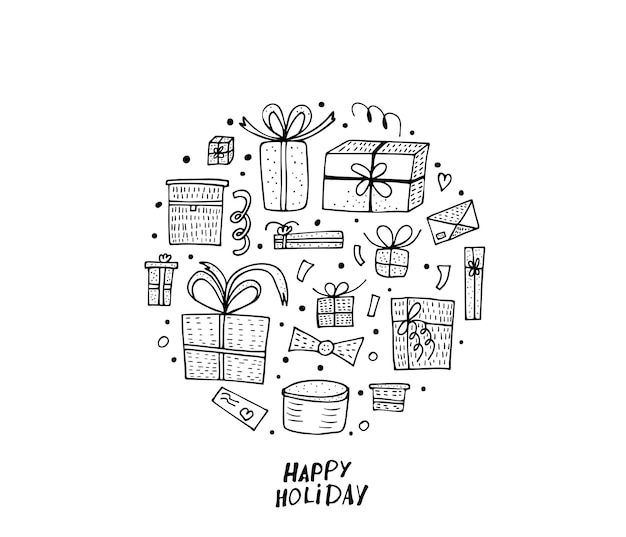 Conjunto de cajas de regalo Ilustración vectorial