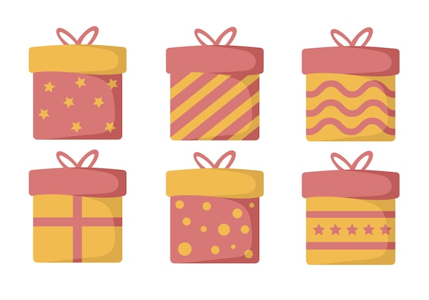 Conjunto de cajas de regalo de navidad amarillo rojo