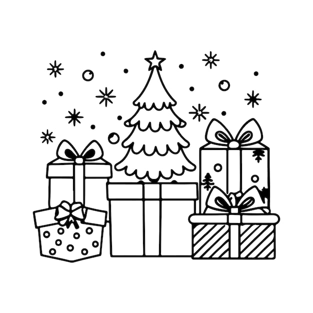 conjunto de cajas de regalos de arte de árboles de Navidad
