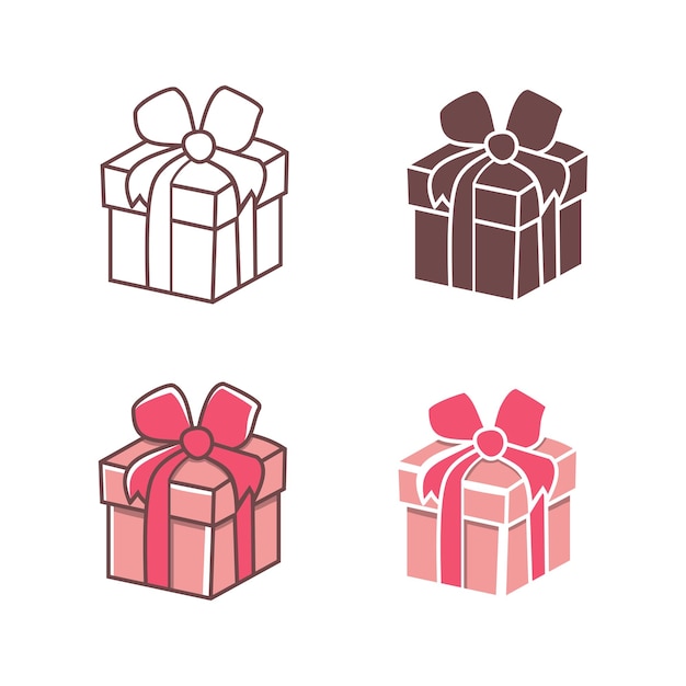 Vector conjunto de cajas de regalos dibujadas a mano por vectores con arcos diferentes estilos para íconos pegatinas imprimibles