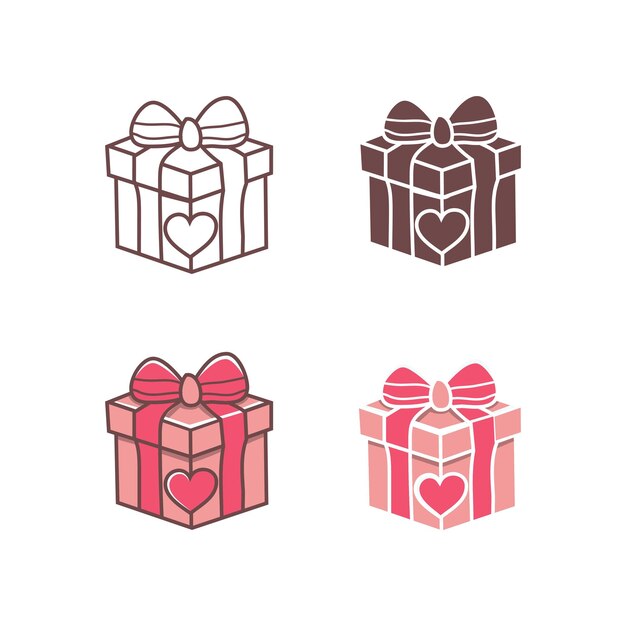 Vector conjunto de cajas de regalos dibujadas a mano por vectores con arcos diferentes estilos para íconos pegatinas imprimibles