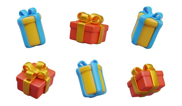 Conjunto de cajas de regalos de diferentes formas y colores Objetos vectoriales en diferentes posiciones