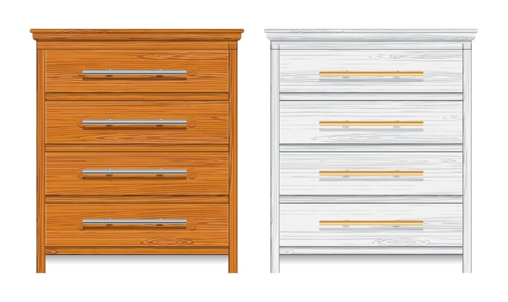 Vector conjunto de cajón de madera realista o cajonera marrón aislado o cajón retro de madera