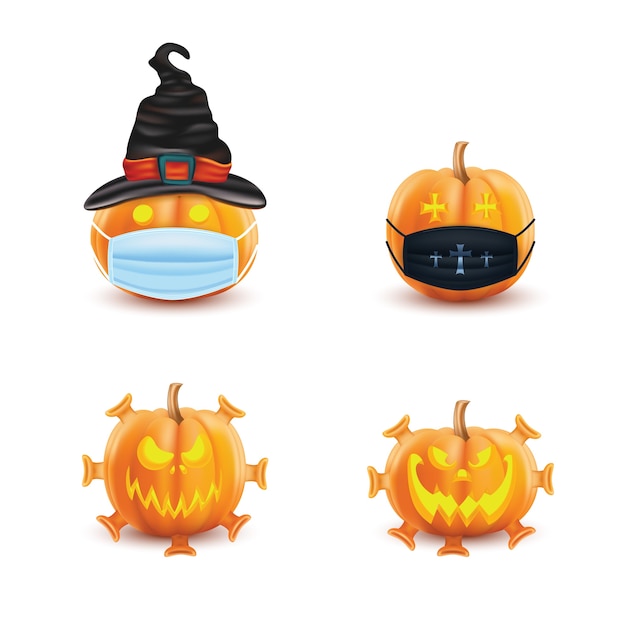 Vector conjunto de calabaza aislado en blanco