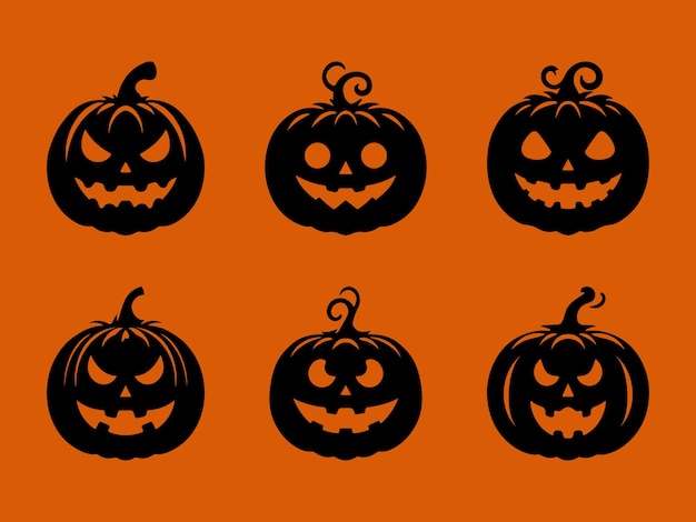 Conjunto de calabazas de Halloween aterrador Vector plano de personajes