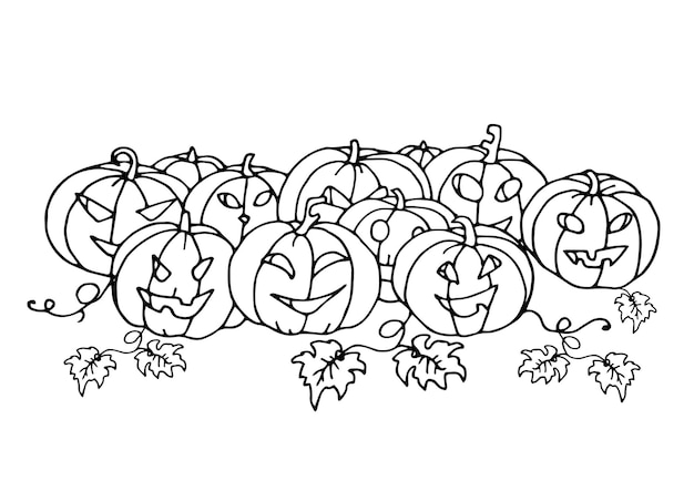 conjunto, de, calabazas, halloween, otoño, vacaciones, vector, ilustración