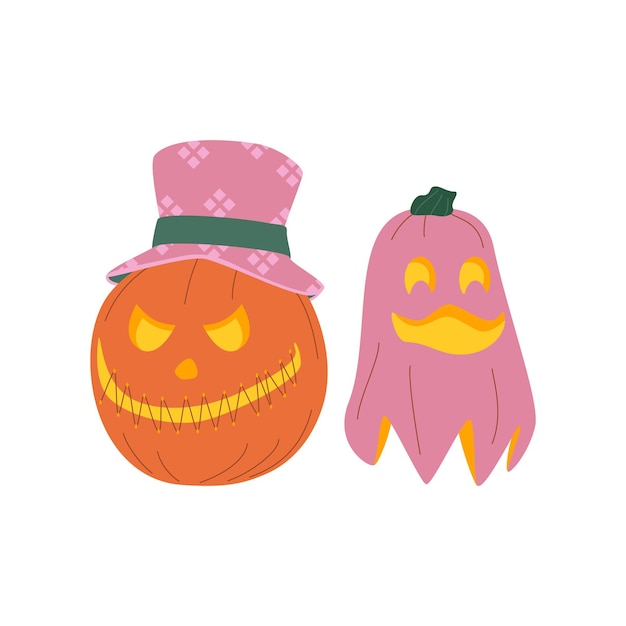 Vector conjunto de calabazas de halloween vacaciones de otoño una calabaza con una sonrisa tallada