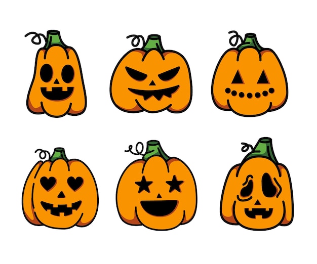 Vector conjunto de calabazas de halloween