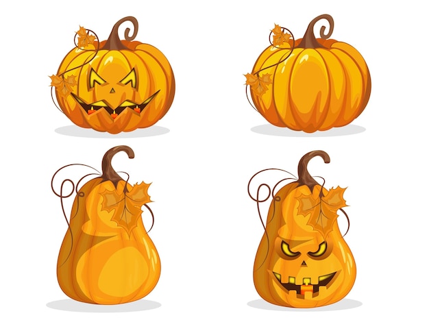 Conjunto de calabazas de halloween