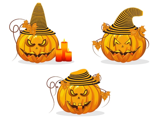 Conjunto de calabazas de Halloween